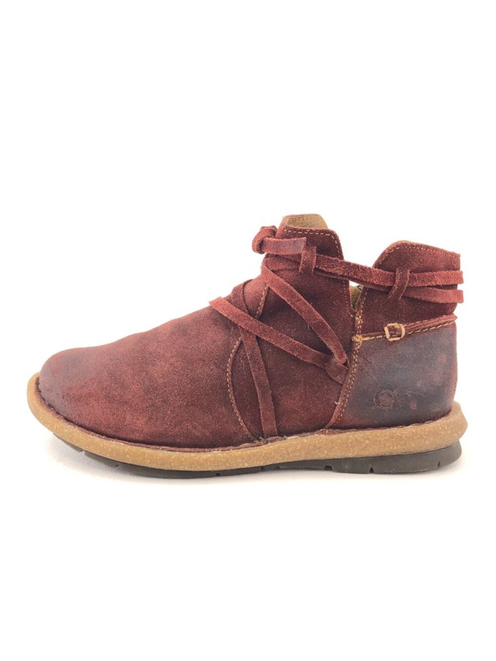 Born Tarkiln Glazed Red Leather Ankle Boots 6.5